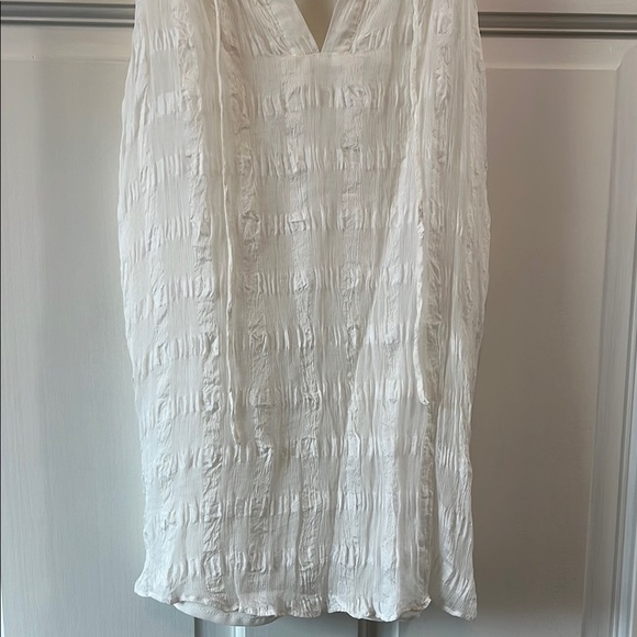 HD in Paris Anthropologie White Silk Shadow Pane V Neck Blouse Tank Top - Size 4 - Picture 8 of 12